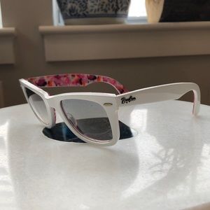 White/Floral Ray-Ban Wayfarer Sunglasses